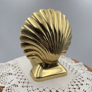 Vtg.Baldwin Brass Clam 1 Seashell Bookend Henry Ford Museum,GreenField Villa
